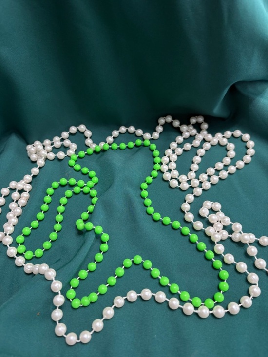 no brand Jewelry - Bundle of 3 Layered White and Neon Green Bead Necklaces